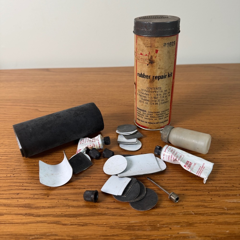 Vintage Sears Roebuck Rubber Repair Kit 28 1023 Tire Patch Kit with Metal Tin